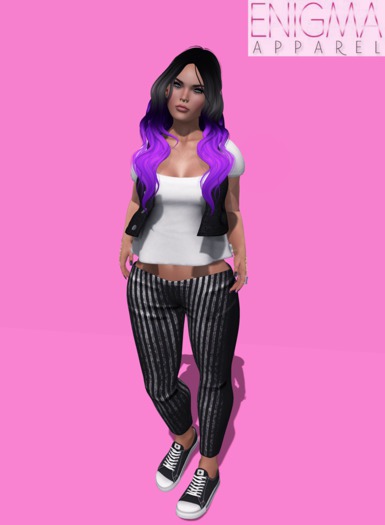 [EN] Pants Legging Striped Black :: Mesh ::