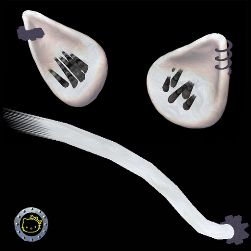 Sculpty Kitty Ears & Tail - White / Grey