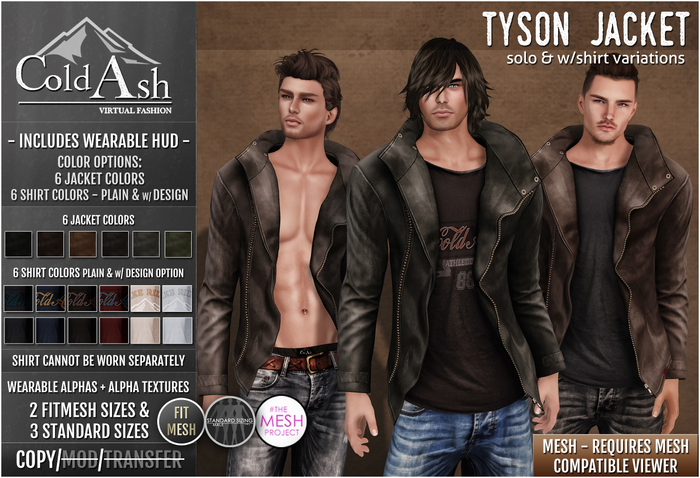 {COLD-ASH} Mens MESH TYSON Jacket - Full Pack