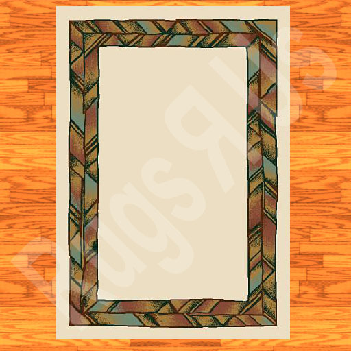 Rug - Contemporary - Frame - Cream - Green - 001