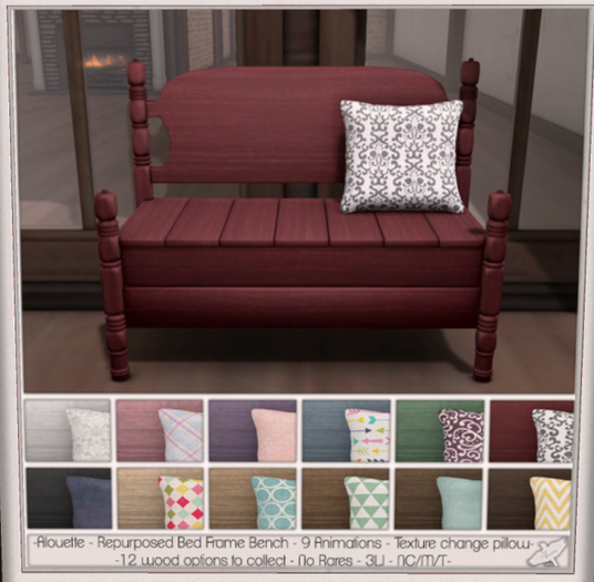 Alouette - Repurposed Bed Frame Bench - Purple