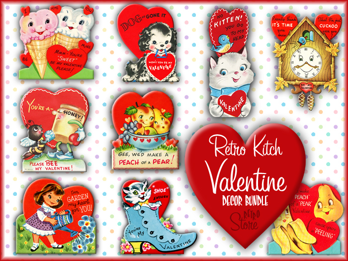 Retro Kitsch Valentine Decorations Bundle