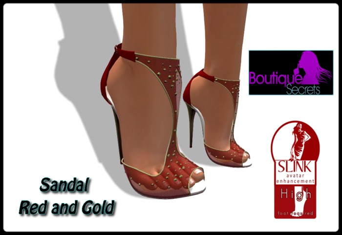 BOX Sandal Red and Gold Slink High
