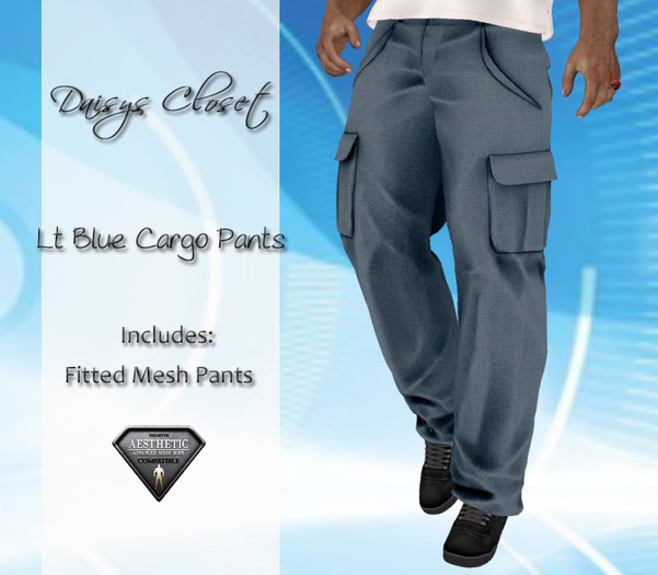 Second Life Marketplace *DC Lt Blue Aesthetic Mens Cargo Pants Boxed*