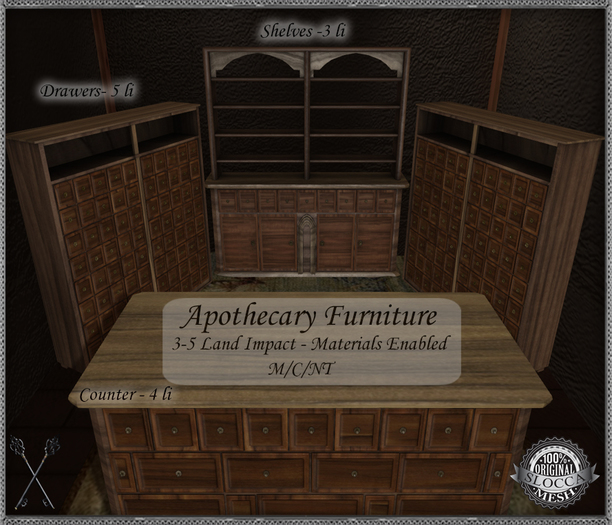 Second Life Marketplace *S.E.* Apothecary Counter and Shelves