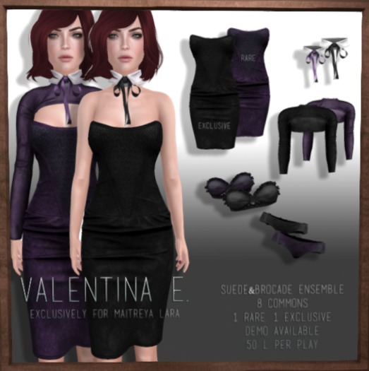 Valentina E. Suede & Brocade Dress Violet RARE