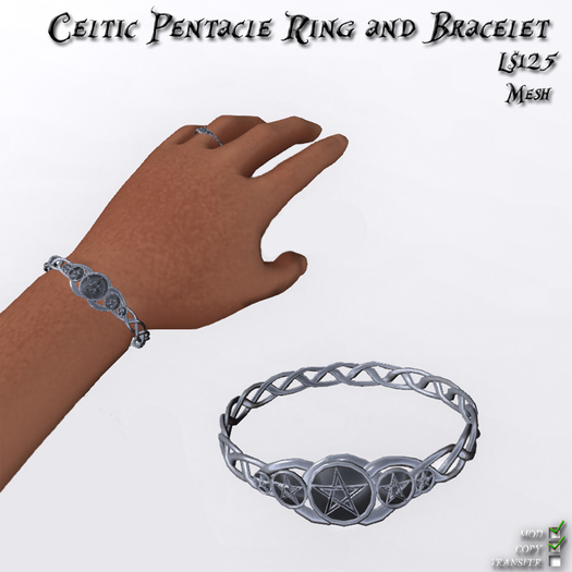 Celtic Pentacle Ring And Bracelet