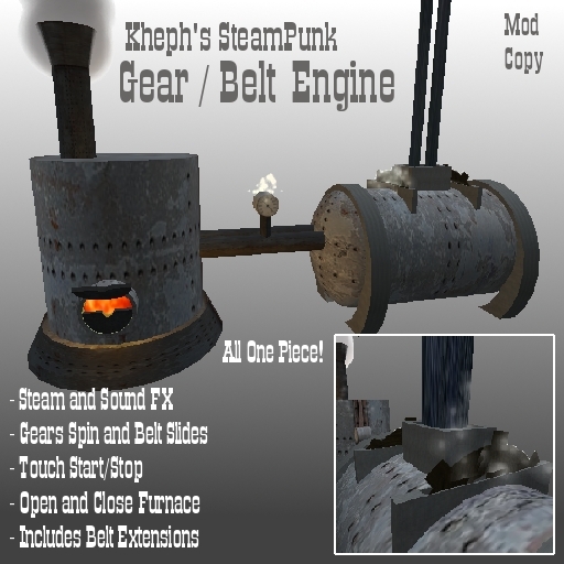 Kheph's SteamPunk Gear/Belt Engine (26 Prim)