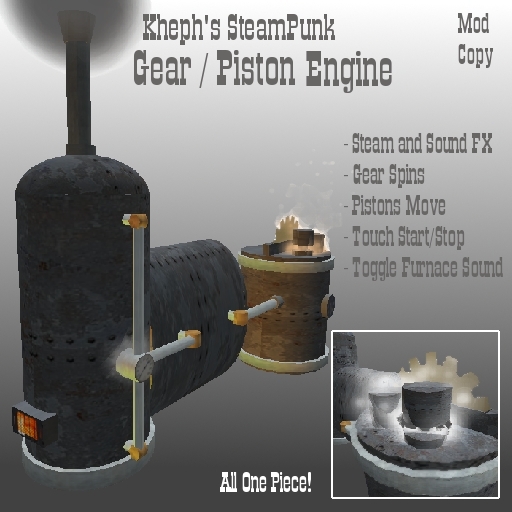 Kheph's SteamPunk Gear/Piston Engine (37 Prim)