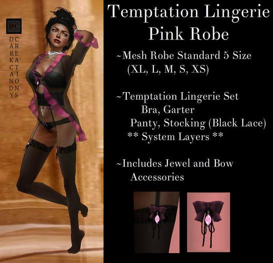 {DC}Temptation Lingerie Robe Pink