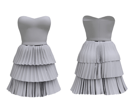 Women Strapless Pleated Dress Polyester Blend Summer