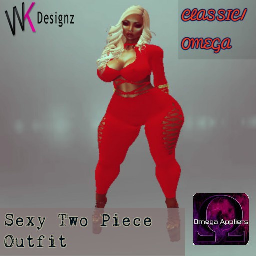 WK Red Sexy Two Piece Outfit