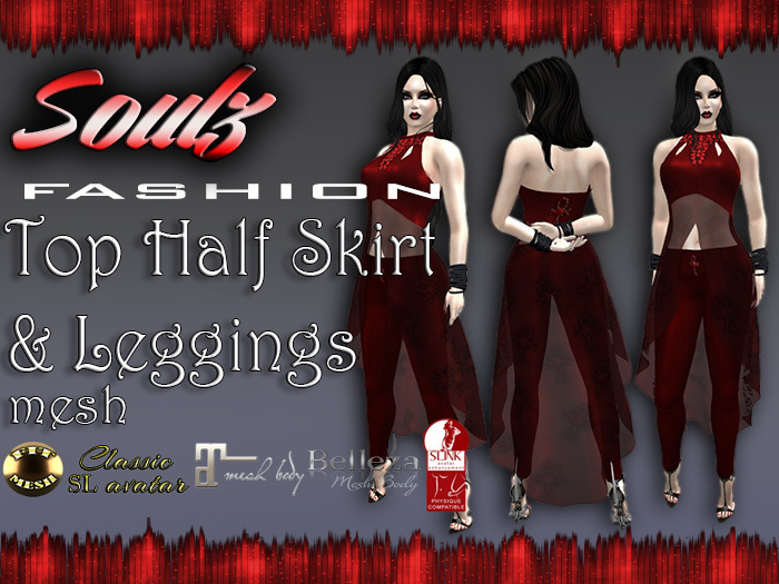 :][:SF:][: Top Half Skirt & Leggins -Ank Black-Mesh