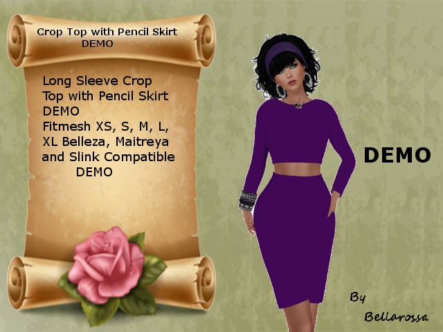 Long Sleeve Crop Top with Pencil Skirt DEMO 