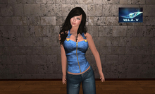 Lady Blue Top "MESH"