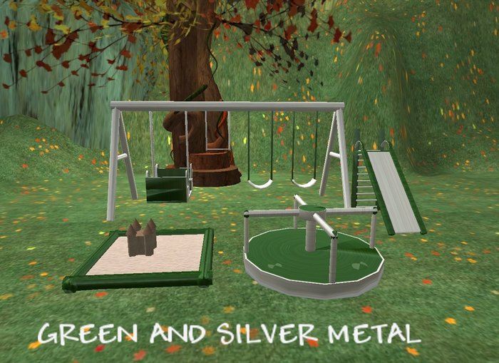 S&B green and silver metal playground set 