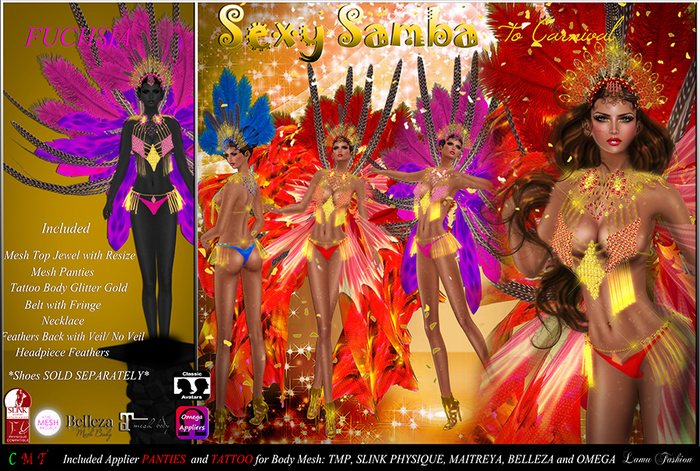 -Lamu Fashion-Outfit Sexy Samba of Carnival FUCHSIA*