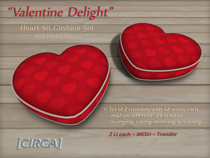 [C.] Pkg - "Valentine Delight" - Sit Cushion Set - Red Hearts