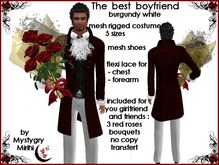 Best boyfriend mesh costume burgundy white bouquet gift giver , ideal for valentine's day