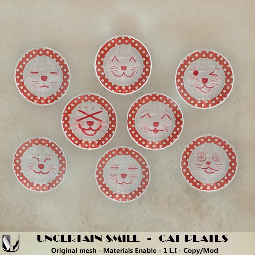 UNCERTAIN SMILE  - CAT PLATES