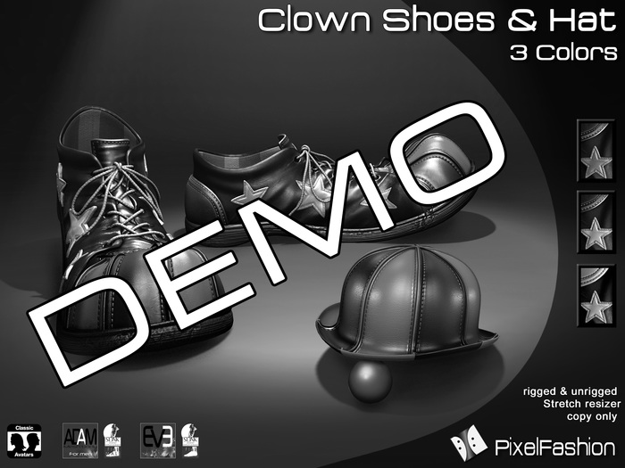 :)(: DEMO Clown Shoes & Hat V2 - 3 Colors - Halloween shoes