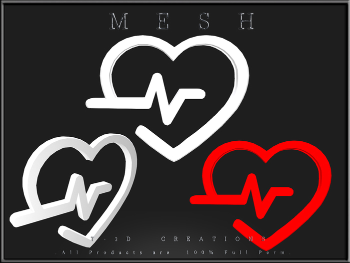 T-3D Creations [ Heart Outline ]  Micro and Regular MESH - Full Perm -