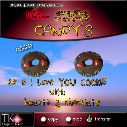 CANDYs * 2x I Love YOU COOKIE with hearts & chocolate * YUMMY * NICE DETAILS 