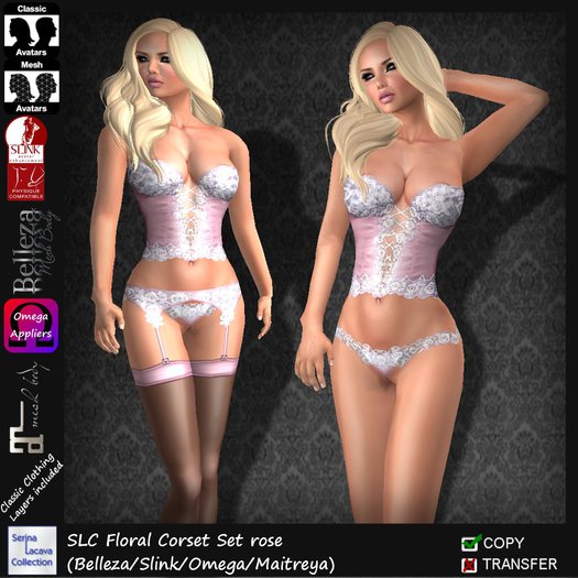 SLC Floral Corset Set rose (Belleza/Slink/Omega/Maitreya)