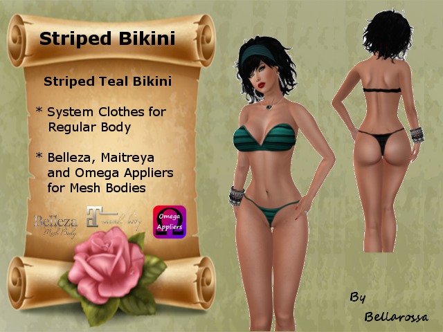 Striped Bikini Teal with Appliers 