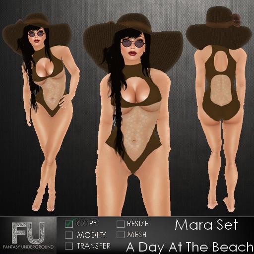 Mara Bathing Suit Set with Sunhat and Sunglasses 