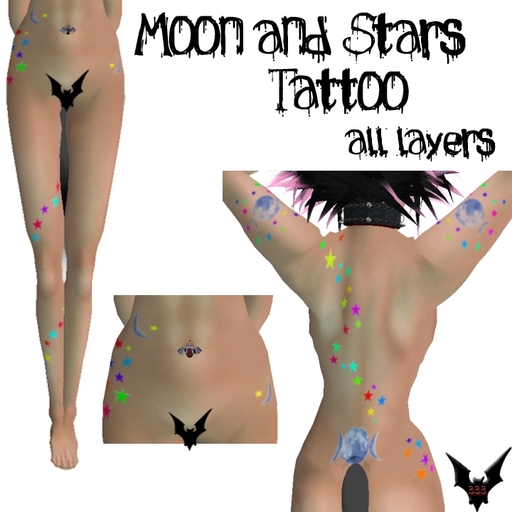 Half Evil Moons & Stars Tattoo