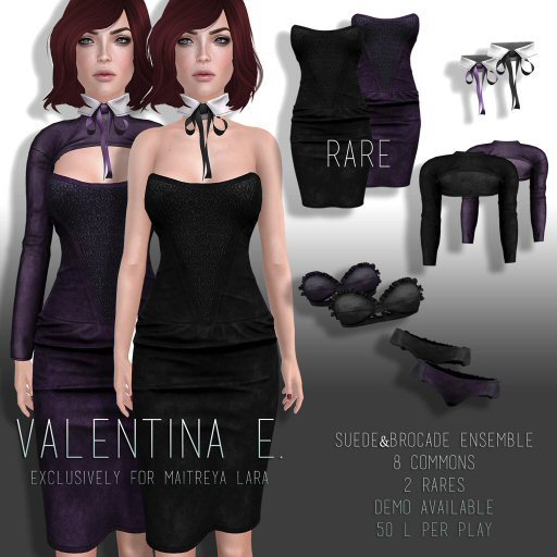 Valentina E. Suede & Brocade Dress Violet RARE