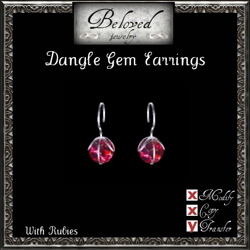Beloved Jewelry : Dangle Gem Earrings (Ruby)