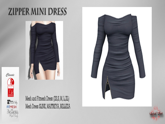 *Rebel Fire* Zipper Mini Dress Stone