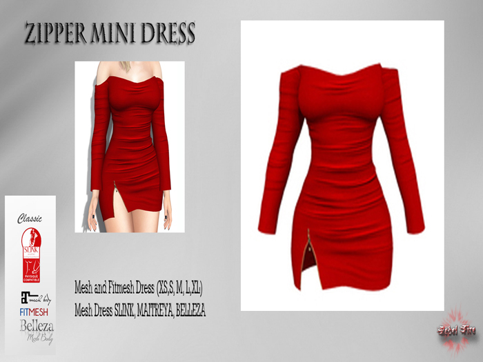 *Rebel Fire* Zipper Mini Dress Red