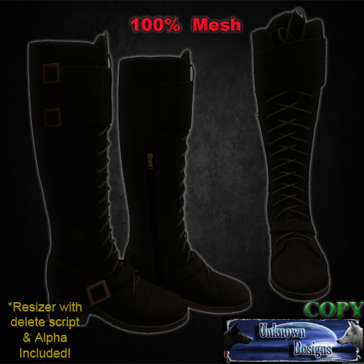 UD Mesh Lace Up Calf Boots Brwn X