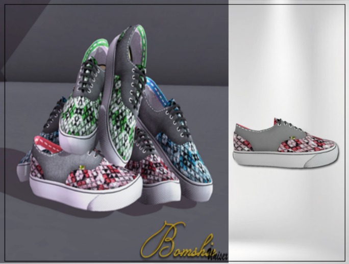 Second Life Marketplace B Boaz Red Unisex Canvas Sneakers