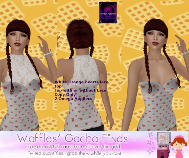 *WM* White Orange Hearts Lace sleeveless top w or without lace