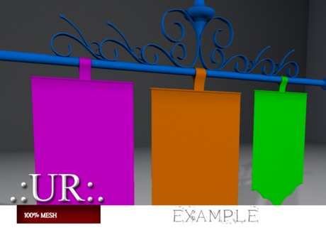 Second Life Marketplace - .:UR:. Triple Medieval Banner (full perm mesh)