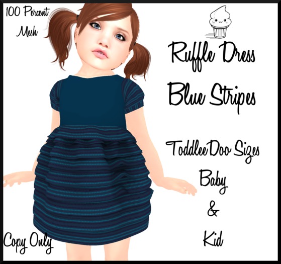 ~TCR~KIDS~Ruffle Dress Blue Stripes