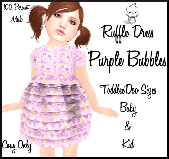 ~TCR~KIDS~Ruffle Dress Purple Bubbles