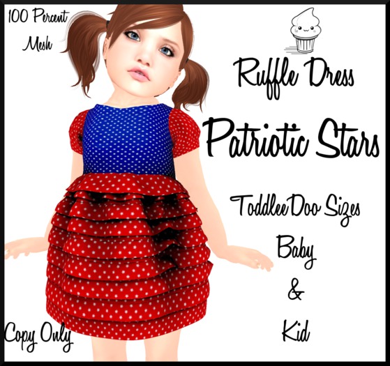 ~TCR~KIDS~Ruffle Dress Patriotic Stars
