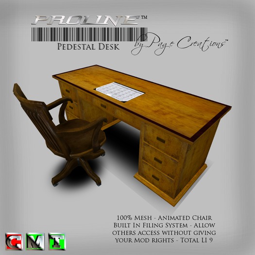 ProLine Pedestal Desk - Antique
