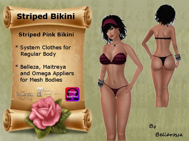 Striped Bikini Pink with Appliers 