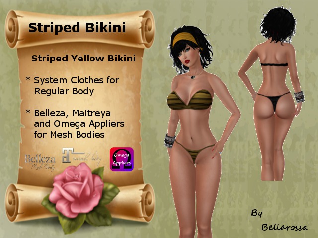 Striped Bikini Yellow with Appliers 