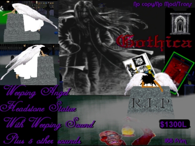 Weeping Angel Headstone w/weeping   5 other sounds