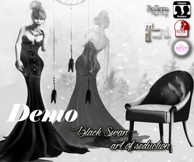 ! Black Swan ! Art of seduction - fitted mesh gown -demo