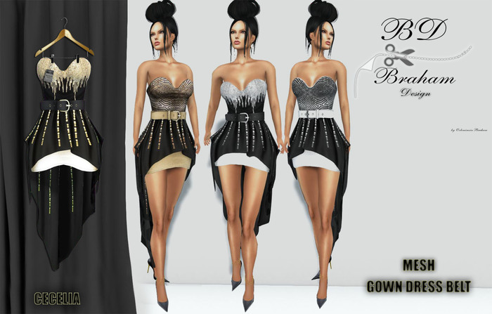 Braham Design GoldBlack 7Cecelia Gown Dress Mesh