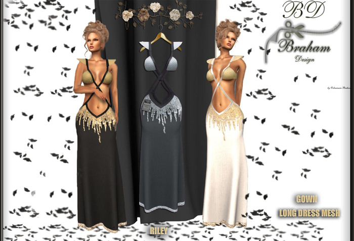 Braham Design BlackSilver Riley Gown Long Dress Mesh