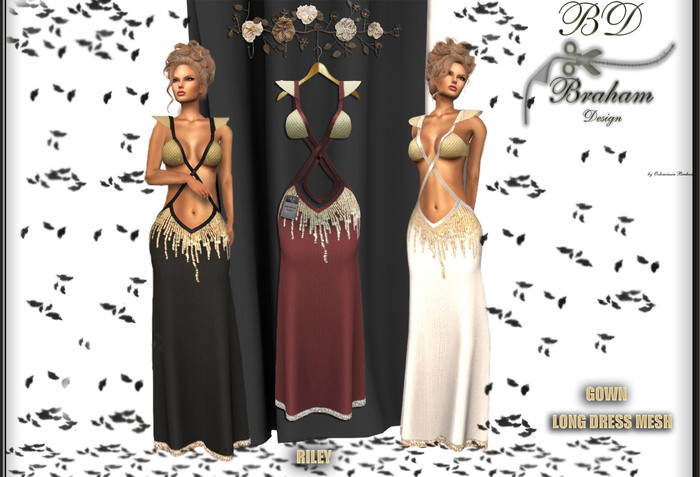 Braham Design Red Riley Gown Long Dress Mesh